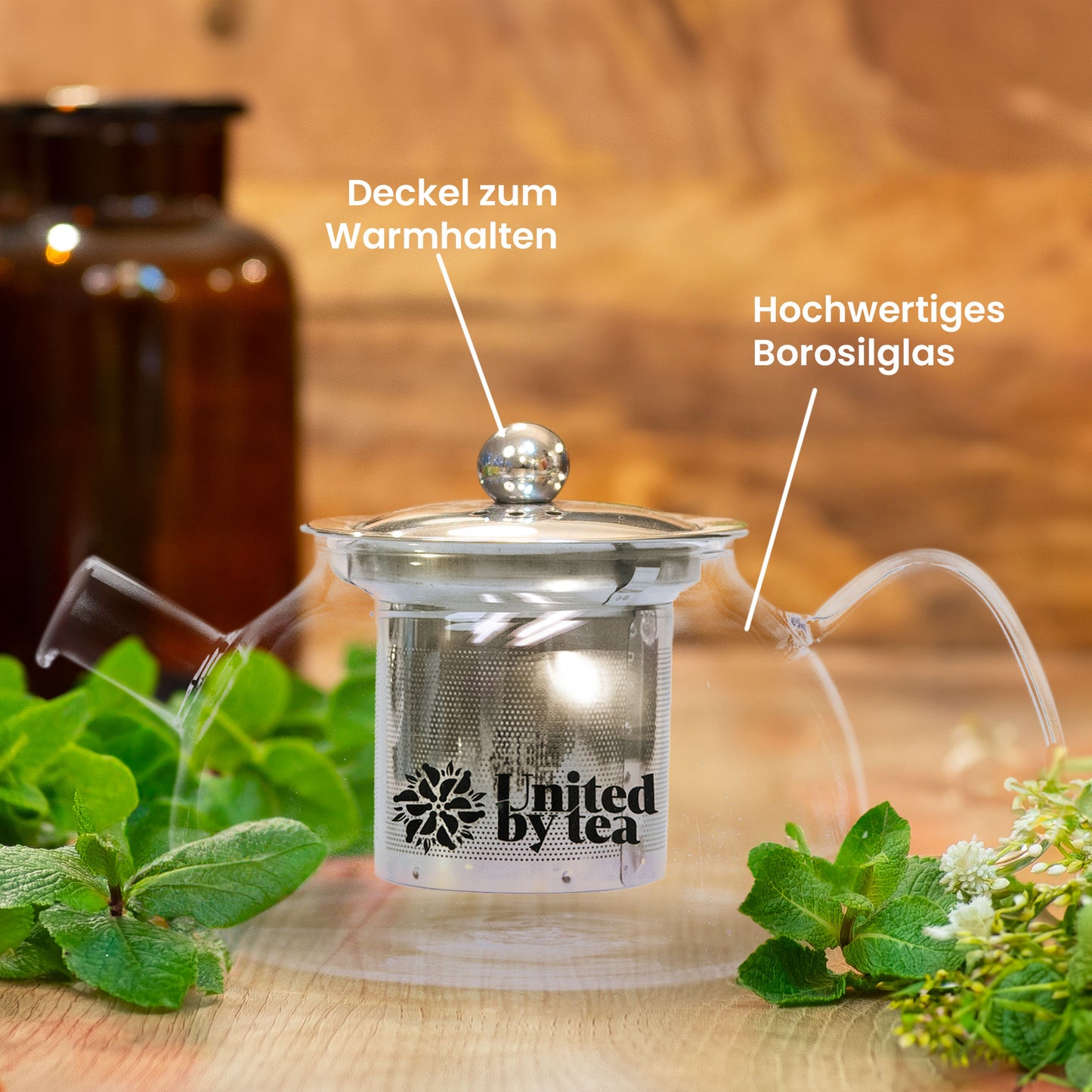 Teekanne aus Borosil-Glas