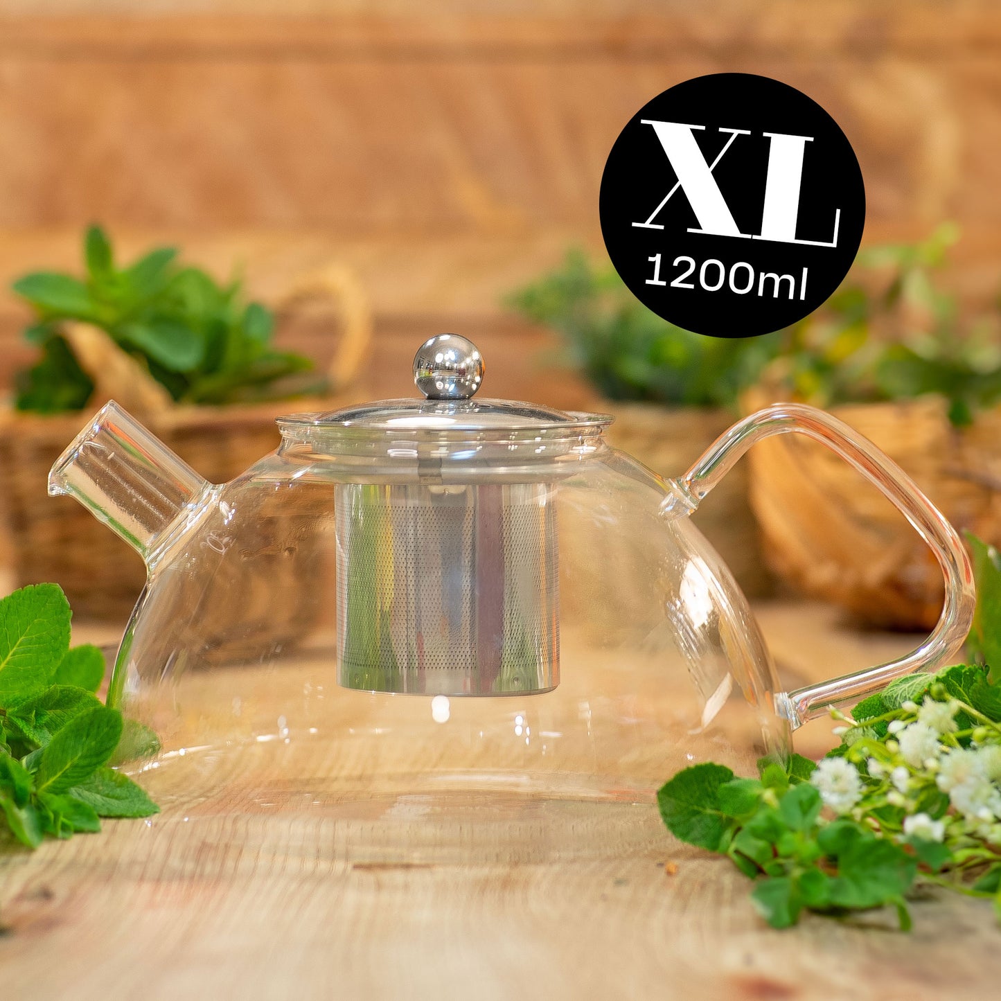 XL-Teekanne aus Borosilglas