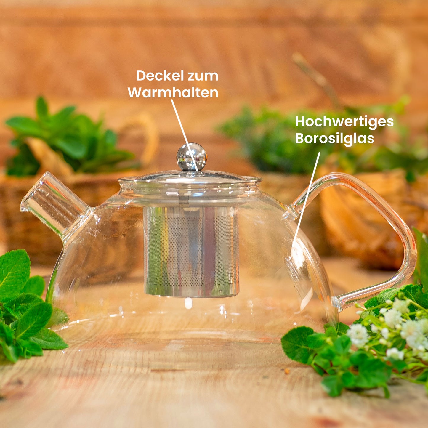 XL-Teekanne aus Borosilglas