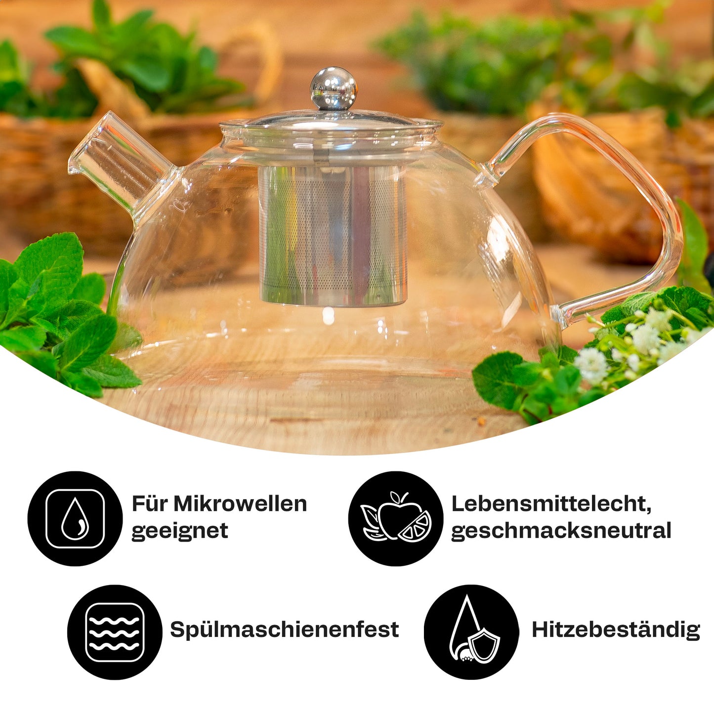XL-Teekanne aus Borosilglas
