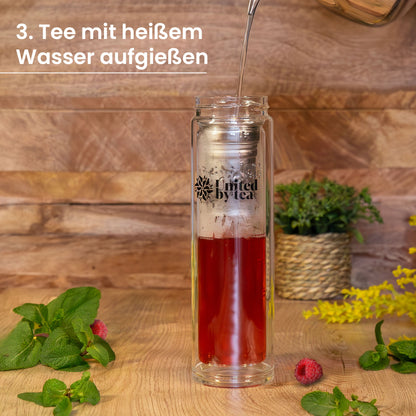 Glasflasche mit Sieb (450ml)