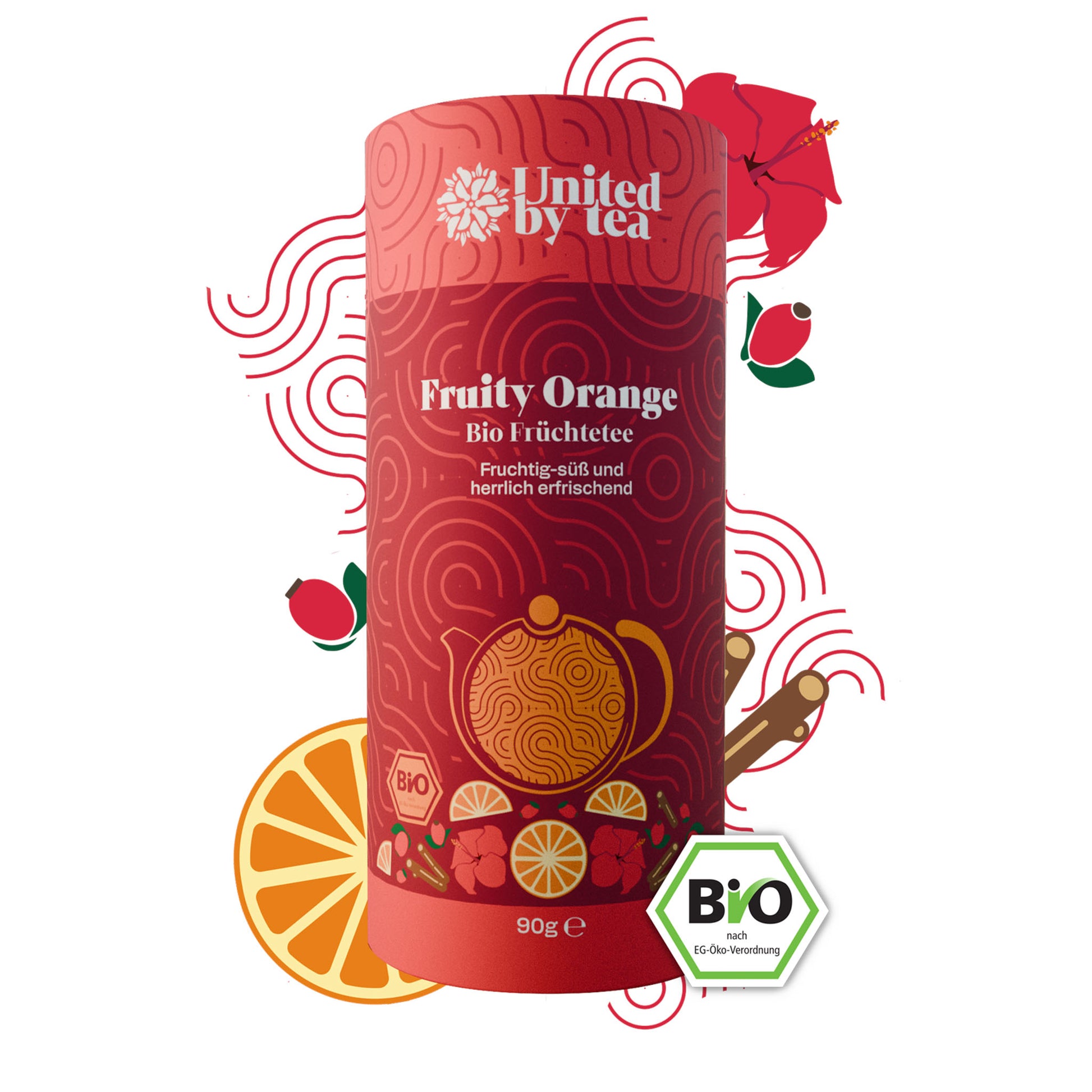 Tee-Dose "Fruity Orange" mit dazugehörigen Zutaten