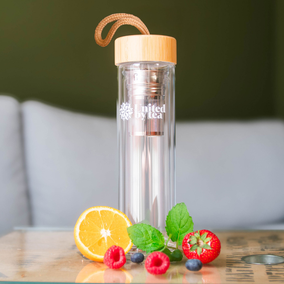 Glasflasche mit Sieb (500ml)