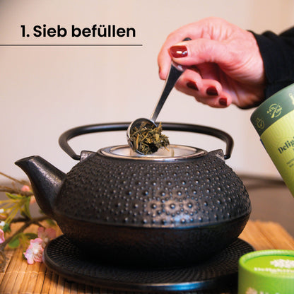 Große gusseiserne Teekanne – "Kyusu" (1,5 Liter)